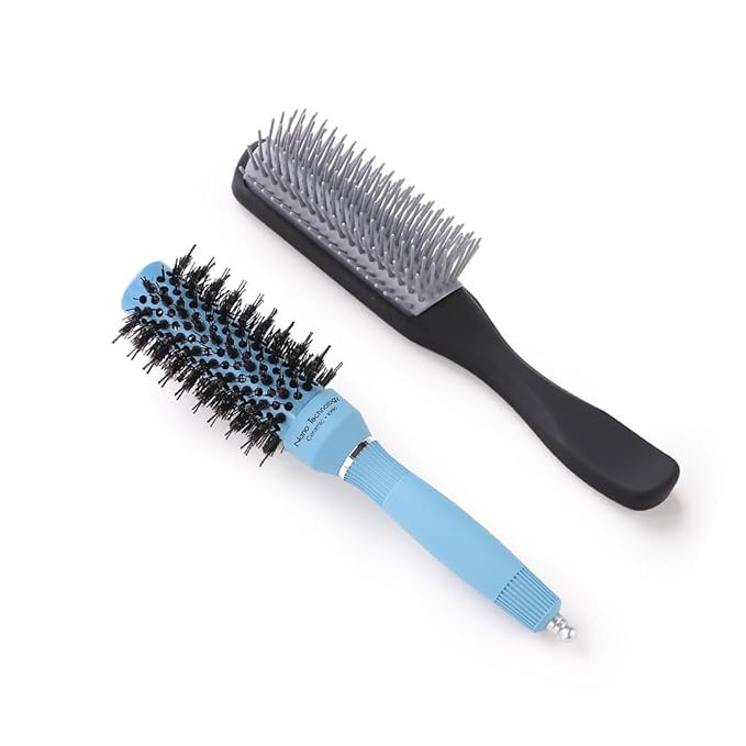 Kuber Industries Hair Brush | Bristles Brush | Hair Brush with Paddle | Sharp Hair Brush for Woman | Suitable For All Hair Types | TGX5232-C19BLK | Ice Blue & Black