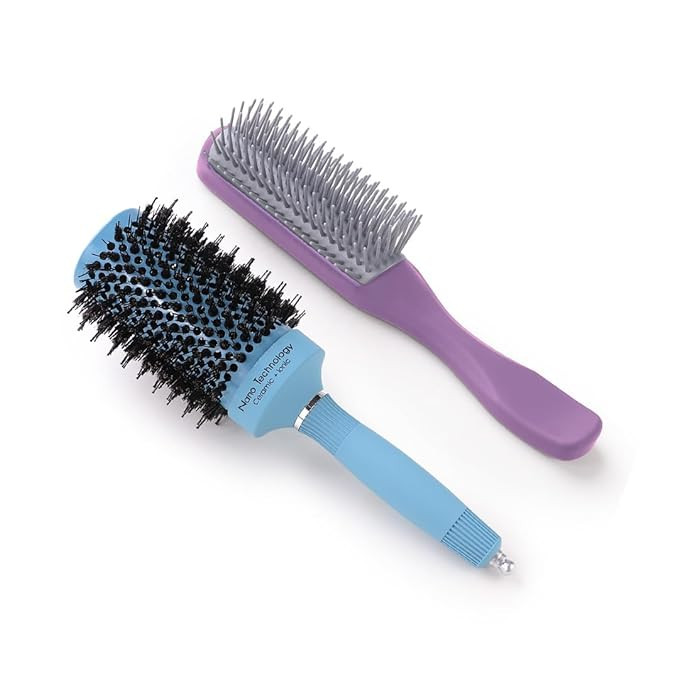 Kuber Industries Hair Brush | Bristles Brush | Hair Brush with Paddle | Sharp Hair Brush for Woman | Suitable For All Hair Types | TGX525..-C19P.. | Ice Blue & Purple