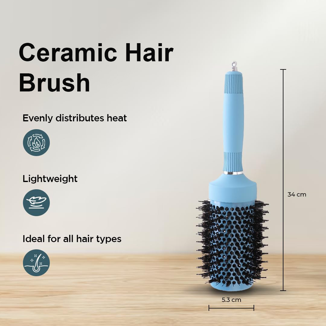 Kuber Industries Hair Brush | Bristles Brush | Hair Brush with Paddle | Sharp Hair Brush for Woman | Suitable For All Hair Types | TGX525..-TGX5232 | Ice Blue