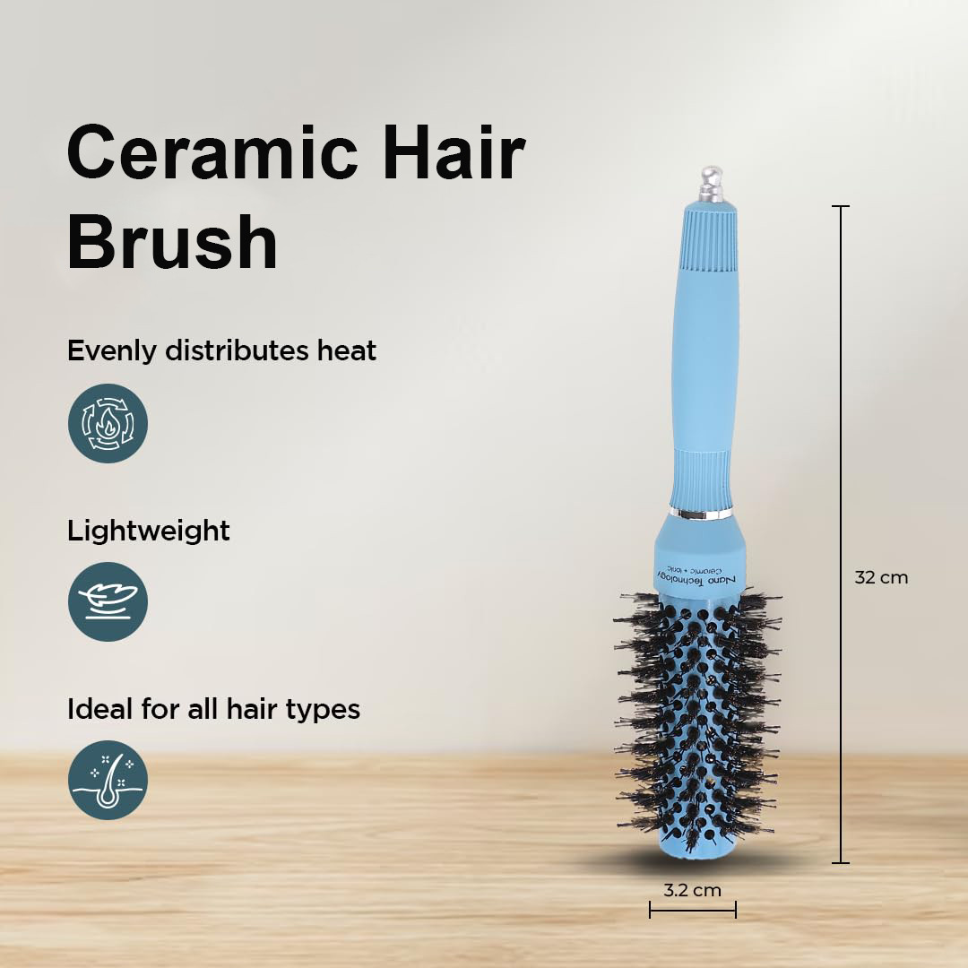 Kuber Industries Hair Brush | Bristles Brush | Hair Brush with Paddle | Sharp Hair Brush for Woman | Suitable For All Hair Types | TGX525..-TGX5232 | Ice Blue