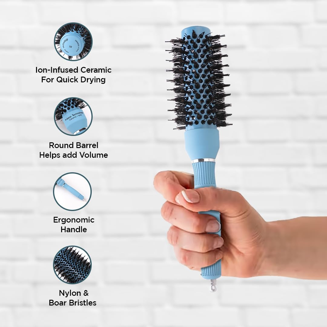 Kuber Industries Hair Brush | Bristles Brush | Hair Brush with Paddle | Sharp Hair Brush for Woman | Suitable For All Hair Types | TGX525..-TGX5232 | Ice Blue