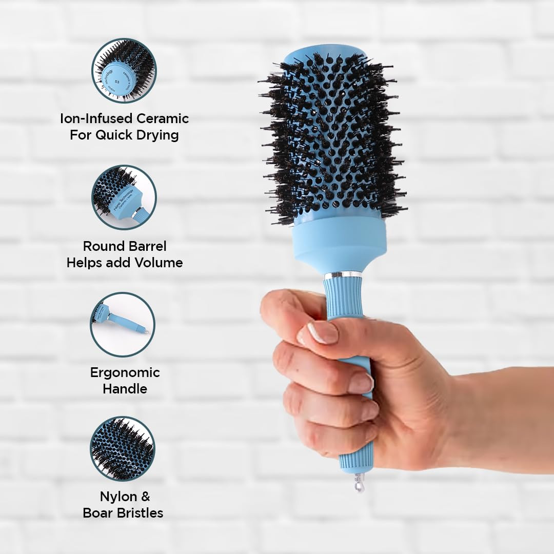 Kuber Industries Hair Brush | Bristles Brush | Hair Brush with Paddle | Sharp Hair Brush for Woman | Suitable For All Hair Types | TGX525..-TGX5232 | Ice Blue