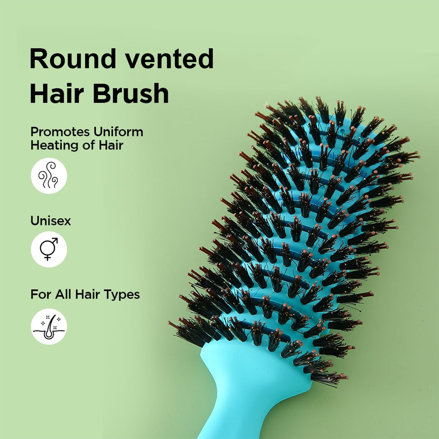 Kuber Industries Hair Brush | Flexible Bristles Brush | Hair Brush with Paddle | Quick Drying Hair Brush | Suitable For All Hair Types | Round Vented Hair Brush | 3 Piece | C13-X-BLE | Blue