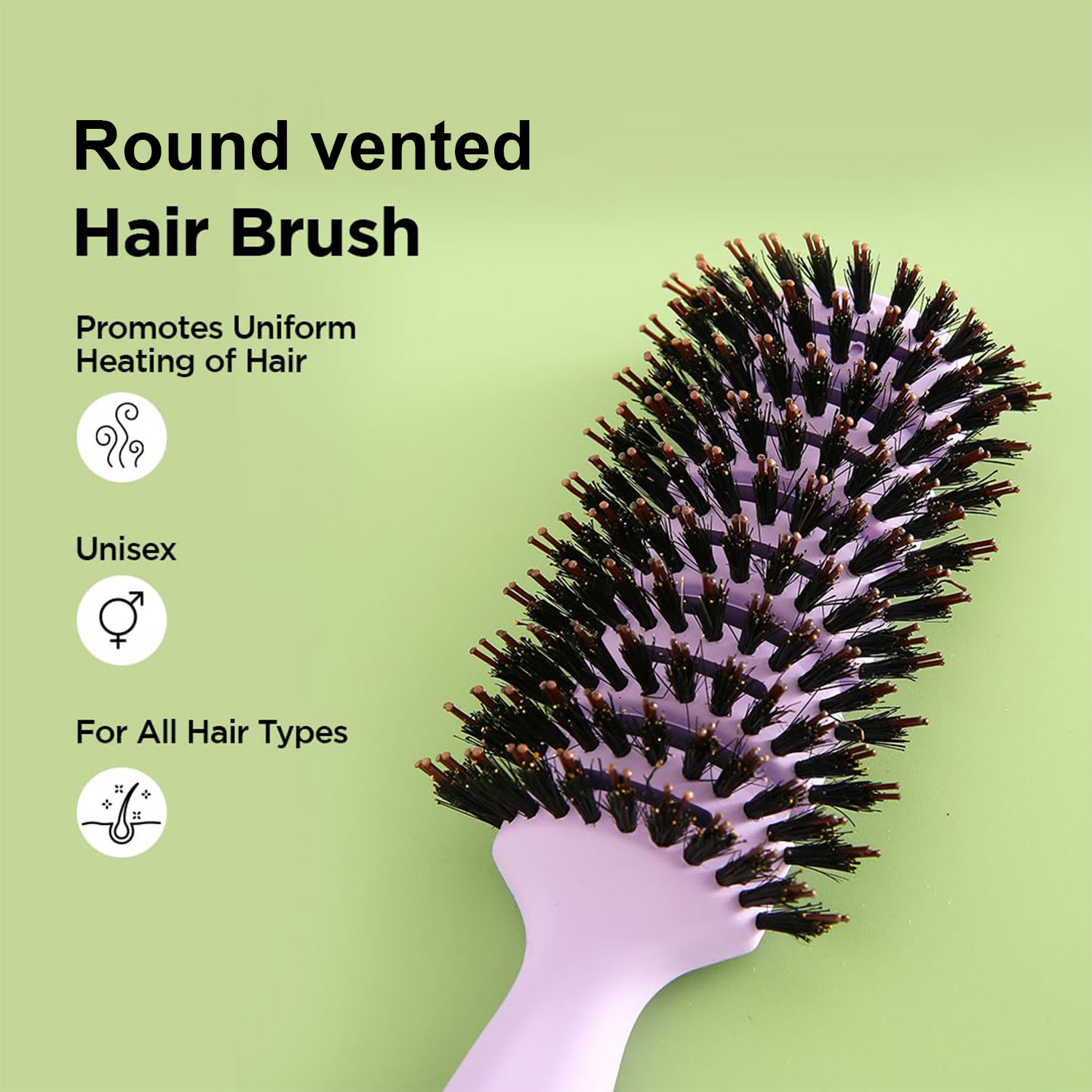 Kuber Industries Hair Brush | Flexible Bristles Brush | Hair Brush with Paddle | Quick Drying Hair Brush | Suitable For All Hair Types | Round Vented Hair Brush | 3 Piece | C13-X-PURP | Purple
