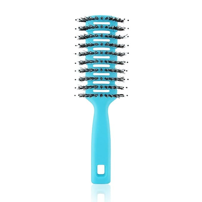 Kuber Industries Hair Brush | Flexible Bristles Brush | Hair Brush with Paddle | Quick Drying Hair Brush | Suitable For All Hair Types | Round Vented Hair Brush | C13-X-BLE | Blue