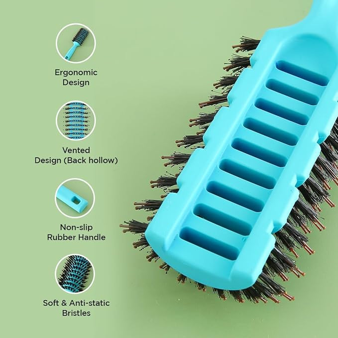 Kuber Industries Hair Brush | Flexible Bristles Brush | Hair Brush with Paddle | Quick Drying Hair Brush | Suitable For All Hair Types | Round Vented Hair Brush | C13-X-BLE | Blue