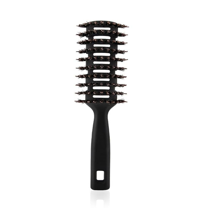 Kuber Industries Hair Brush | Flexible Bristles Brush | Hair Brush with Paddle | Quick Drying Hair Brush | Suitable For All Hair Types | Round Vented Hair Brush | C13-X-BLK | Black