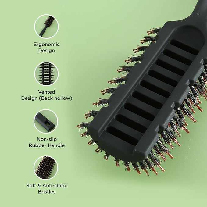 Kuber Industries Hair Brush | Flexible Bristles Brush | Hair Brush with Paddle | Quick Drying Hair Brush | Suitable For All Hair Types | Round Vented Hair Brush | C13-X-BLK | Black
