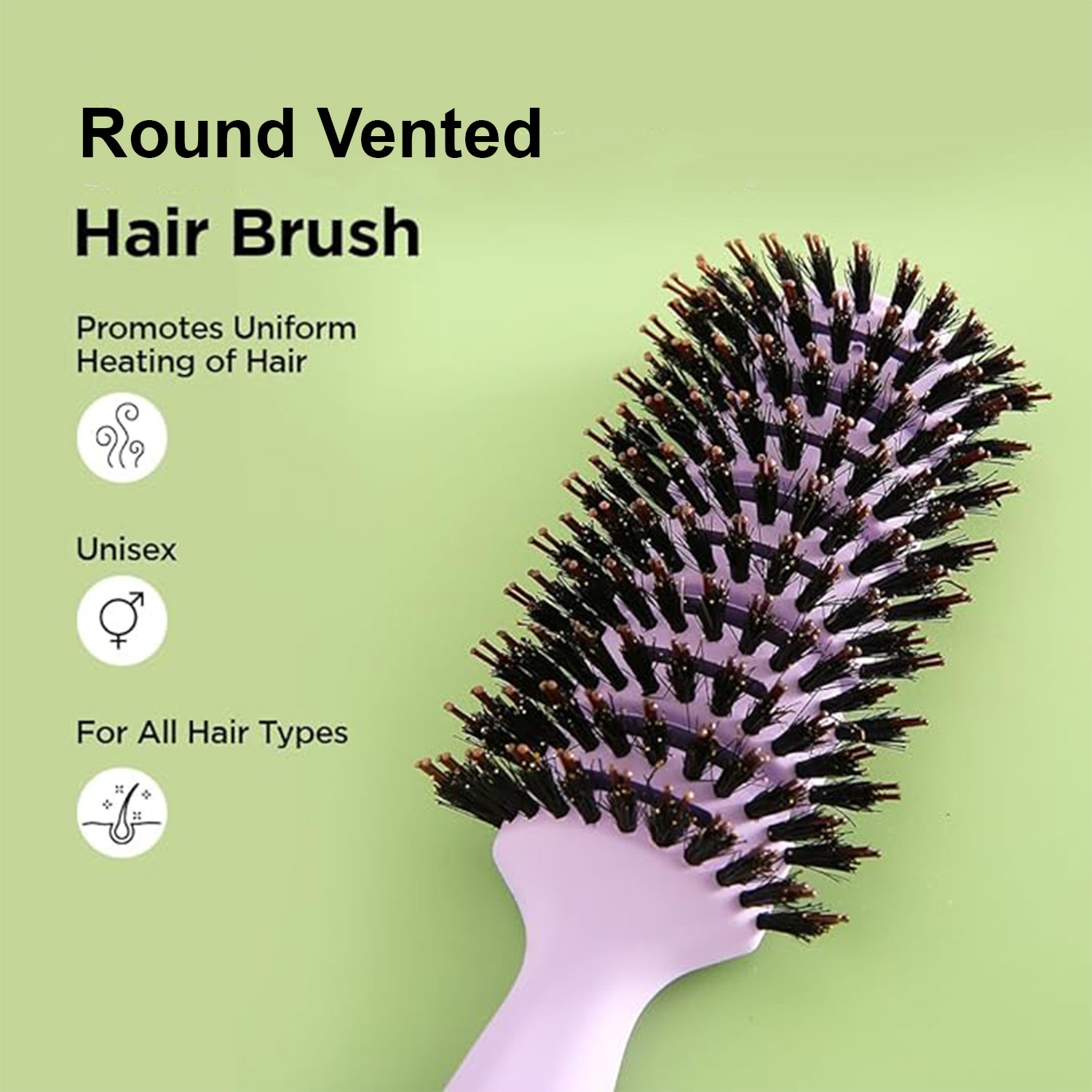 Kuber Industries Hair Brush | Flexible Bristles Brush | Hair Brush with Paddle | Quick Drying Hair Brush | Suitable For All Hair Types | Round Vented Hair Brush | C13-X-PURP | Purple
