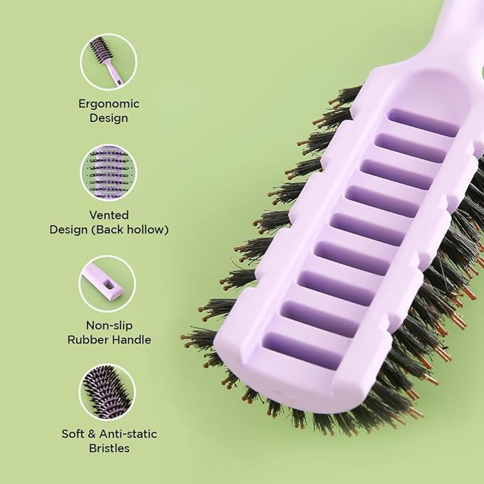 Kuber Industries Hair Brush | Flexible Bristles Brush | Hair Brush with Paddle | Quick Drying Hair Brush | Suitable For All Hair Types | Round Vented Hair Brush | C13-X-PURP | Purple