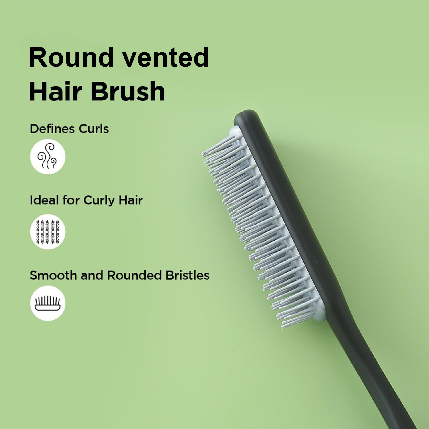 Kuber Industries Hair Brush | Flexible Bristles Brush | Hair Brush with Paddle | Straightens & Detangles Hair Brush | Suitable For All Hair Types | 2 Piece | C19-BLK-S | Small | Black