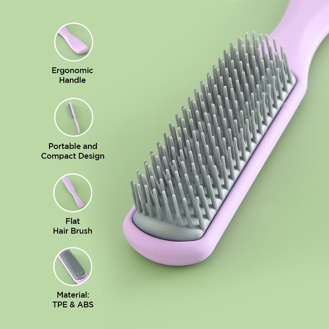 Kuber Industries Hair Brush | Flexible Bristles Brush | Hair Brush with Paddle | Straightens & Detangles Hair Brush | Suitable For All Hair Types | 2 Piece | C19-PRUP-S | Small | Purple