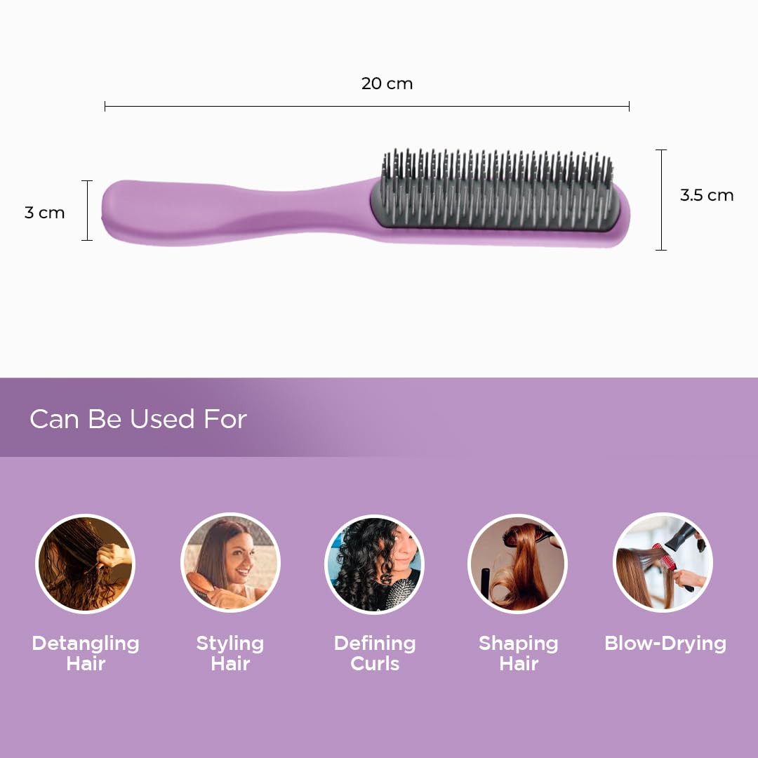 Kuber Industries Hair Brush | Flexible Bristles Brush | Hair Brush with Paddle | Straightens & Detangles Hair Brush | Suitable For All Hair Types | 2 Piece | C19-PRUP-S | Small | Purple