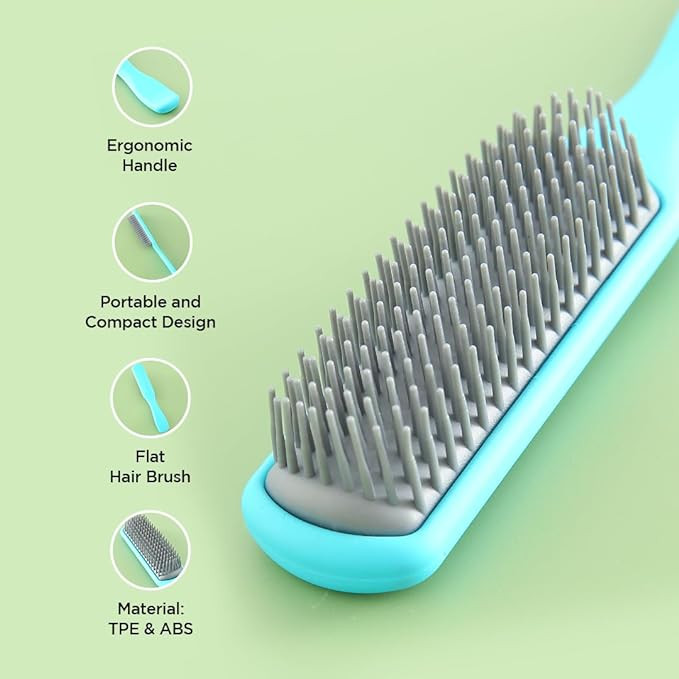 Kuber Industries Hair Brush | Flexible Bristles Brush | Hair Brush with Paddle | Straightens & Detangles Hair Brush | Suitable For All Hair Types | C19-BLE-S | Small | Blue
