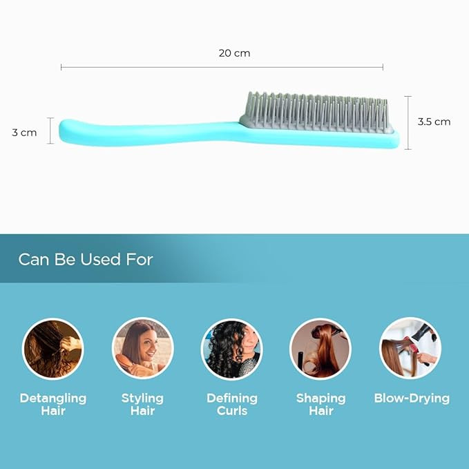 Kuber Industries Hair Brush | Flexible Bristles Brush | Hair Brush with Paddle | Straightens & Detangles Hair Brush | Suitable For All Hair Types | C19-BLE-S | Small | Blue