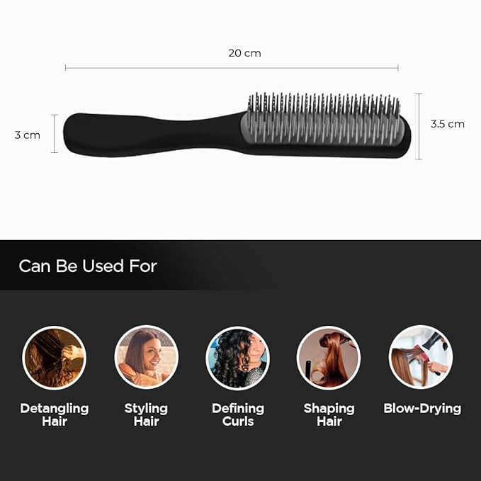 Kuber Industries Hair Brush | Flexible Bristles Brush | Hair Brush with Paddle | Straightens & Detangles Hair Brush | Suitable For All Hair Types | C19-BLK-S | Small | Black