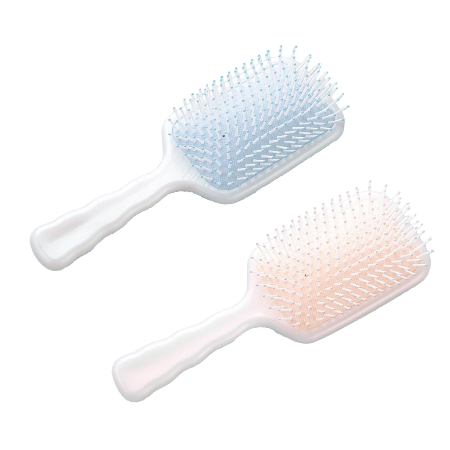 Kuber Industries Hair Brush | Flexible Bristles Brush | Hair Brush with Paddle | Straightens & Detangles Hair Brush | Suitable For All Hair Types | Hair Brush Styling Hair | Set of 2 | Beige & Blue