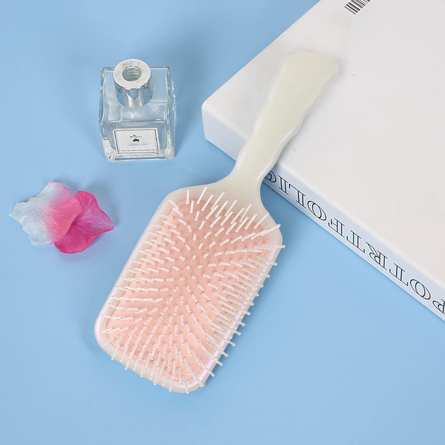 Kuber Industries Hair Brush | Flexible Bristles Brush | Hair Brush with Paddle | Straightens & Detangles Hair Brush | Suitable For All Hair Types | Hair Brush Styling Hair | Set of 2 | Beige & Pink