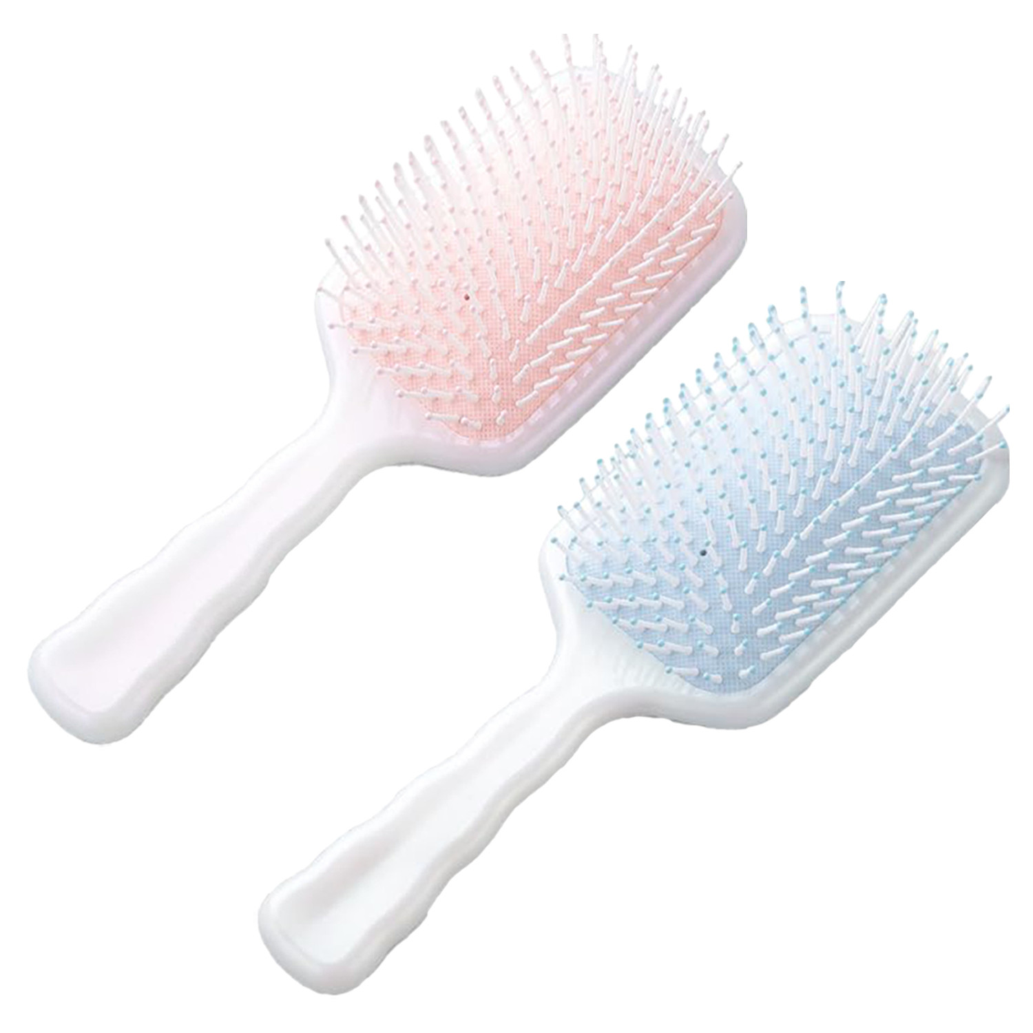 Kuber Industries Hair Brush | Flexible Bristles Brush | Hair Brush with Paddle | Straightens & Detangles Hair Brush | Suitable For All Hair Types | Hair Brush Styling Hair | Set of 2 | Pink & Blue