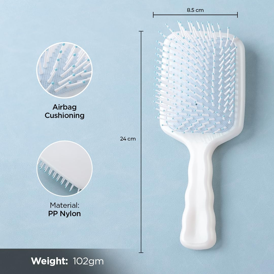 Kuber Industries Hair Brush | Flexible Bristles Brush | Hair Brush with Paddle | Straightens & Detangles Hair Brush | Suitable For All Hair Types | Hair Brush Styling Hair | Set of 2 | Pink & Blue