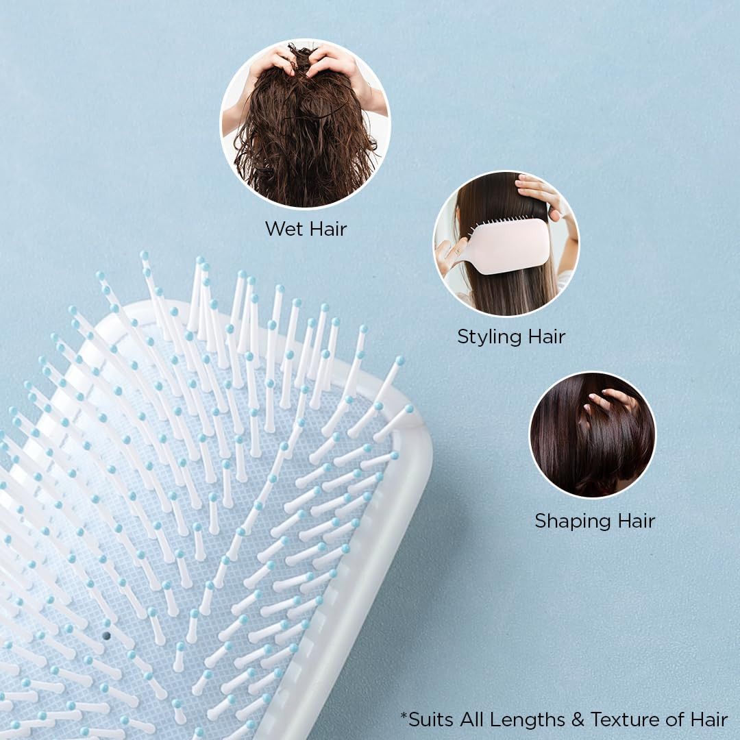 Kuber Industries Hair Brush | Flexible Bristles Brush | Hair Brush with Paddle | Straightens & Detangles Hair Brush | Suitable For All Hair Types | Hair Brush Styling Hair | Set of 2 | Pink & Blue