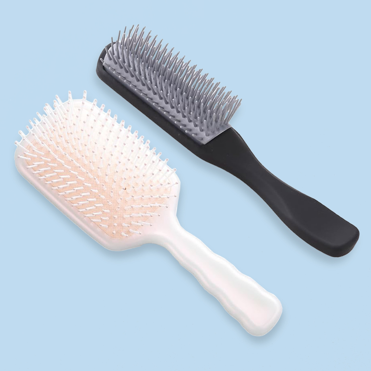Kuber Industries Hair Brush | Flexible Bristles Brush | Hair Brush with Paddle | Straightens & Detangles Hair Brush | Suitable For All Hair Types | Hair Brush Styling Hair | Set of 2 | Pink & Black