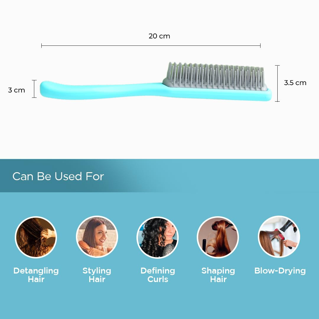 Kuber Industries Hair Brush | Flexible Bristles Brush | Hair Brush with Paddle | Straightens & Detangles Hair Brush | Suitable For All Hair Types | Small | Set of 2 | Blue & Purple