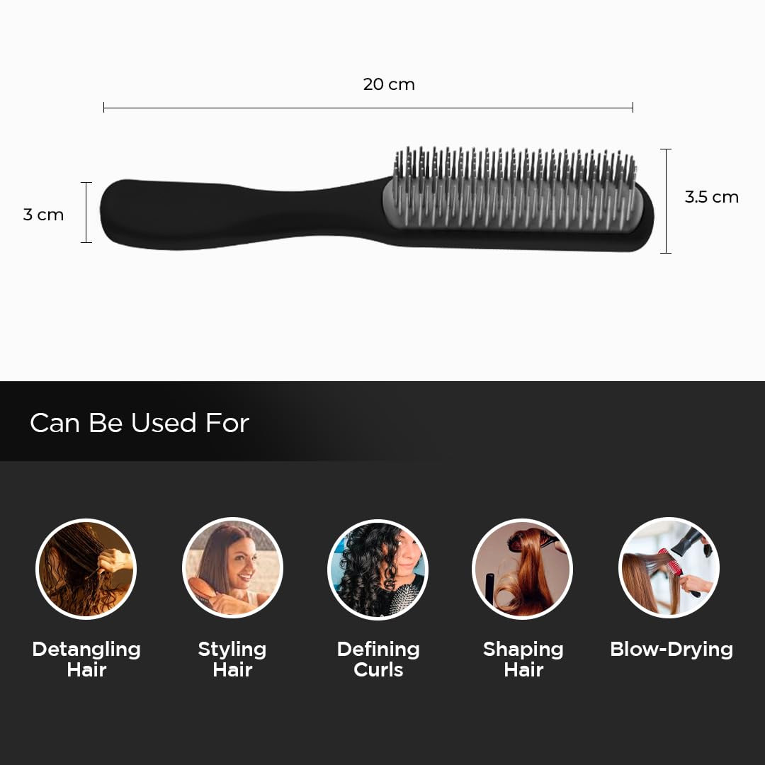 Kuber Industries Hair Brush | Flexible Bristles Brush | Hair Brush with Paddle | Straightens & Detangles Hair Brush | Suitable For All Hair Types | Small | Set of 2 | Black & Purple