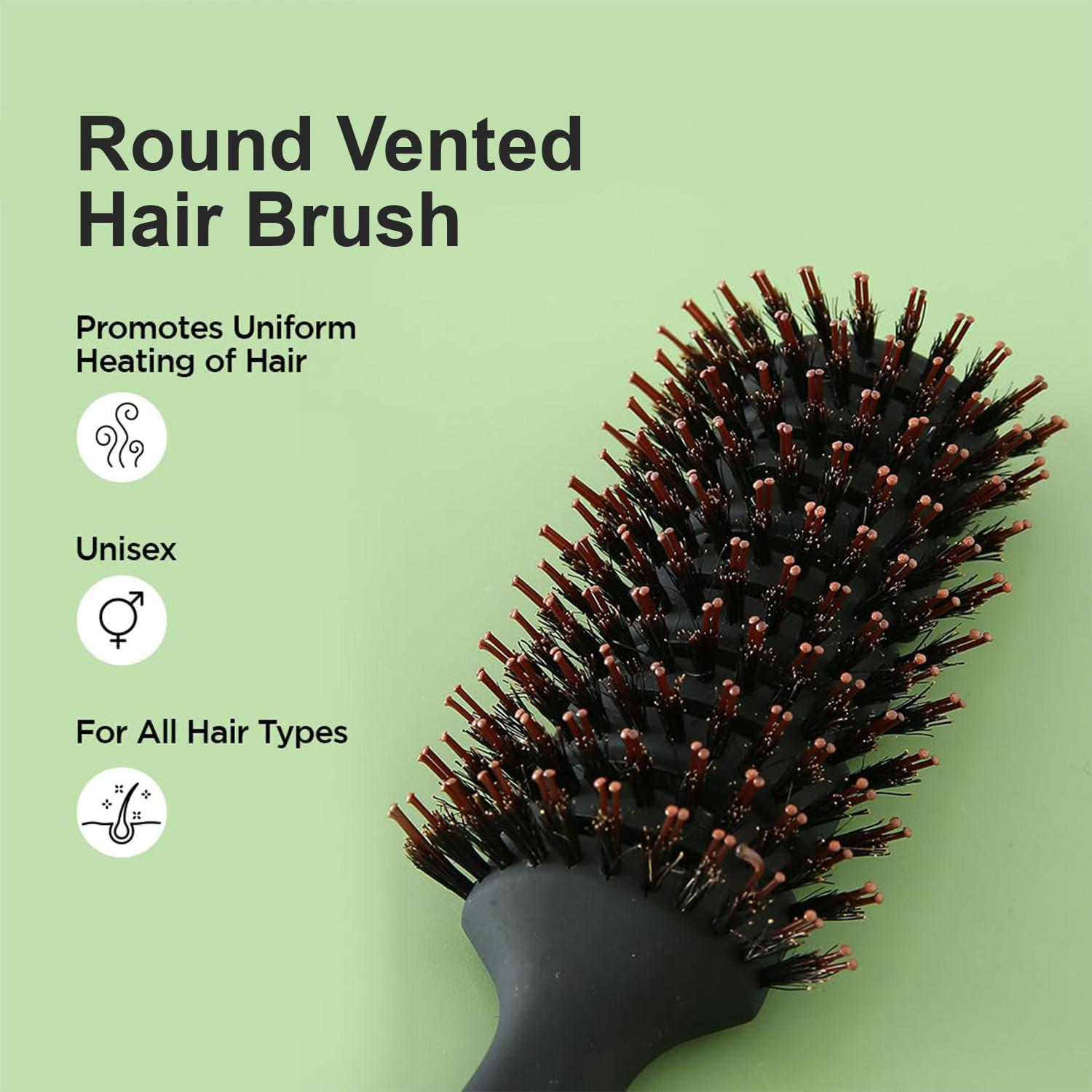 Kuber Industries Hair Brush | Flexible Bristles Brush | Hair Brush with Paddle | Straightens & Detangles Hair Brush | Suitable For All Hair Types | Round Vented | Set of 2 | Black & Blue