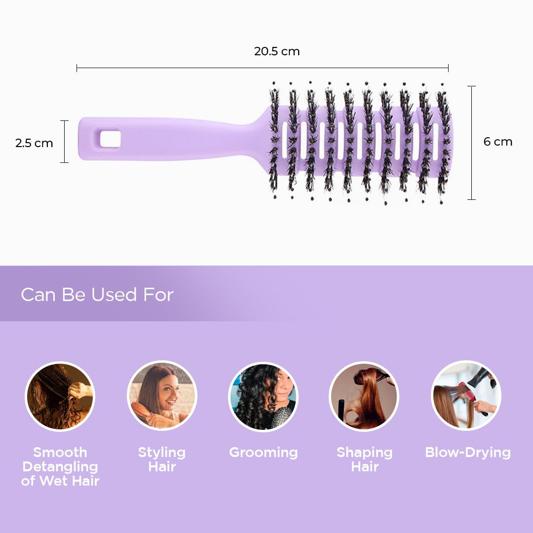Kuber Industries Hair Brush | Flexible Bristles Brush | Hair Brush with Paddle | Straightens & Detangles Hair Brush | Suitable For All Hair Types | Round Vented | Set of 3 | Multi