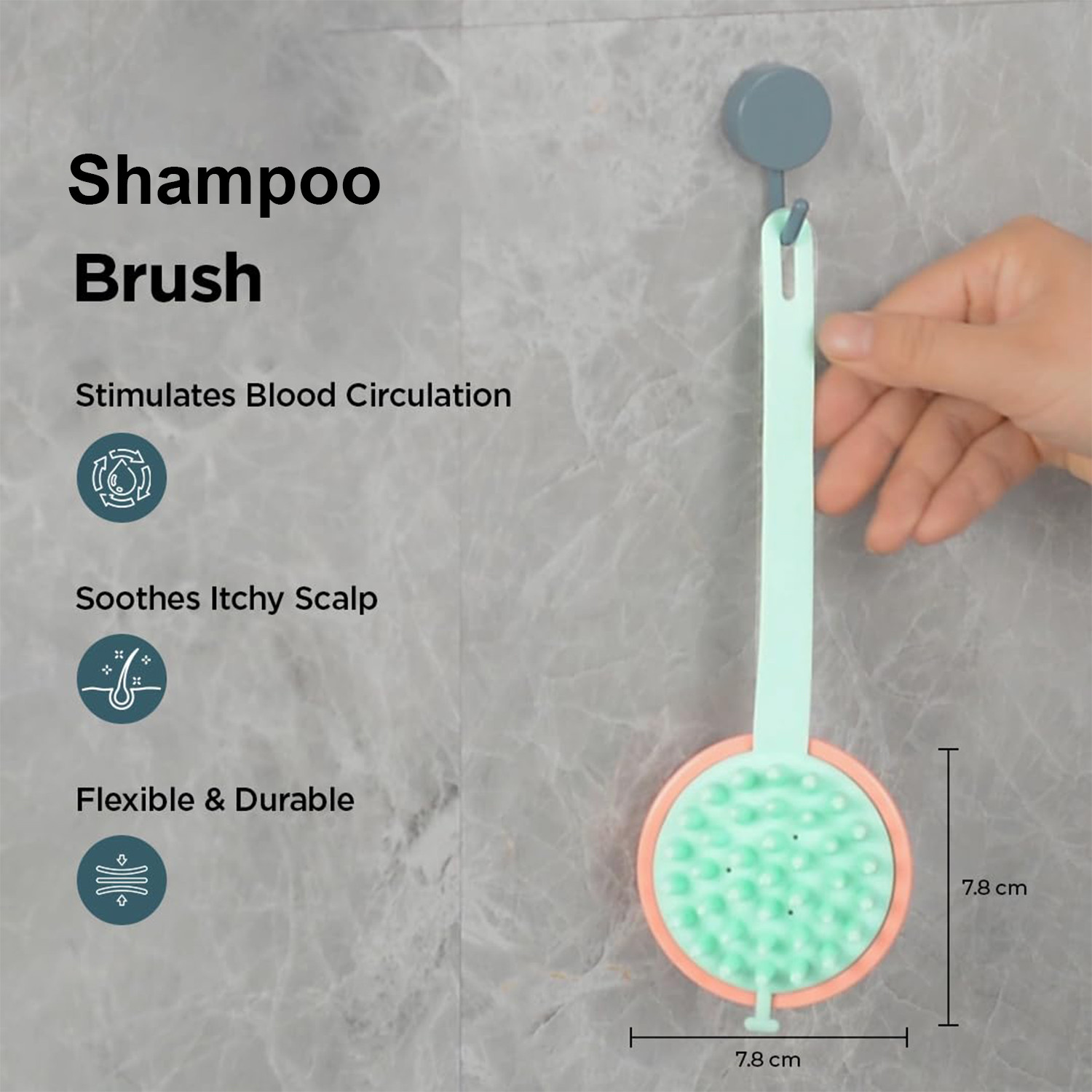Kuber Industries Hair Massager Brush | Soft Silicone Bristles | Shampoo Brush for Hair Washing | Scalp Massager | Massager Brush For Dandruff | 2 Piece | XJBLEU | Blue