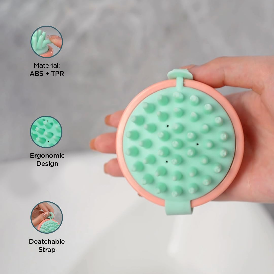 Kuber Industries Hair Massager Brush | Soft Silicone Bristles | Shampoo Brush for Hair Washing | Scalp Massager | Massager Brush For Dandruff | 2 Piece | XJPNKU | Pink