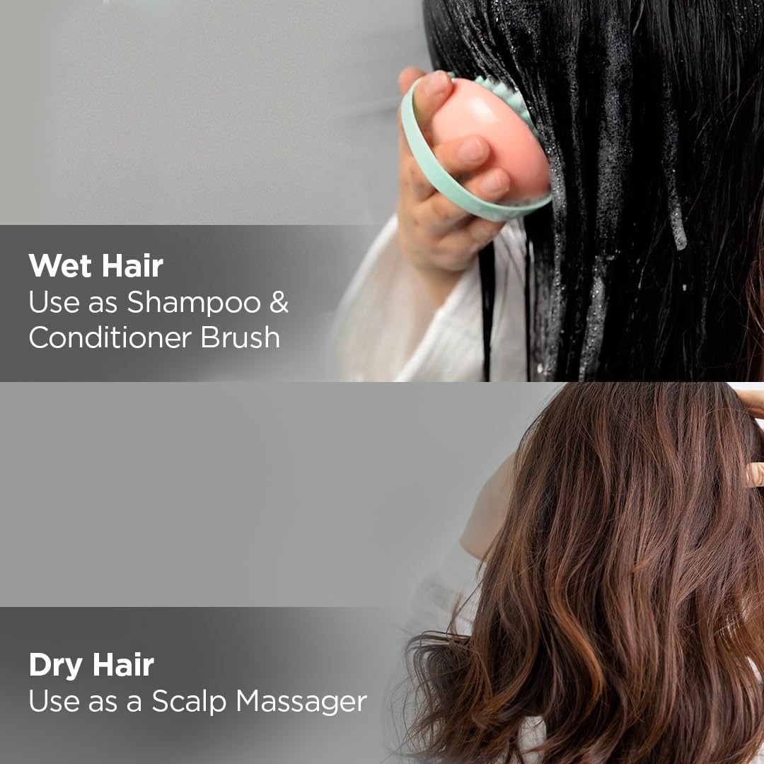 Kuber Industries Hair Massager Brush | Soft Silicone Bristles | Shampoo Brush for Hair Washing | Scalp Massager | Massager Brush For Dandruff | 2 Piece | XJPNKU | Pink