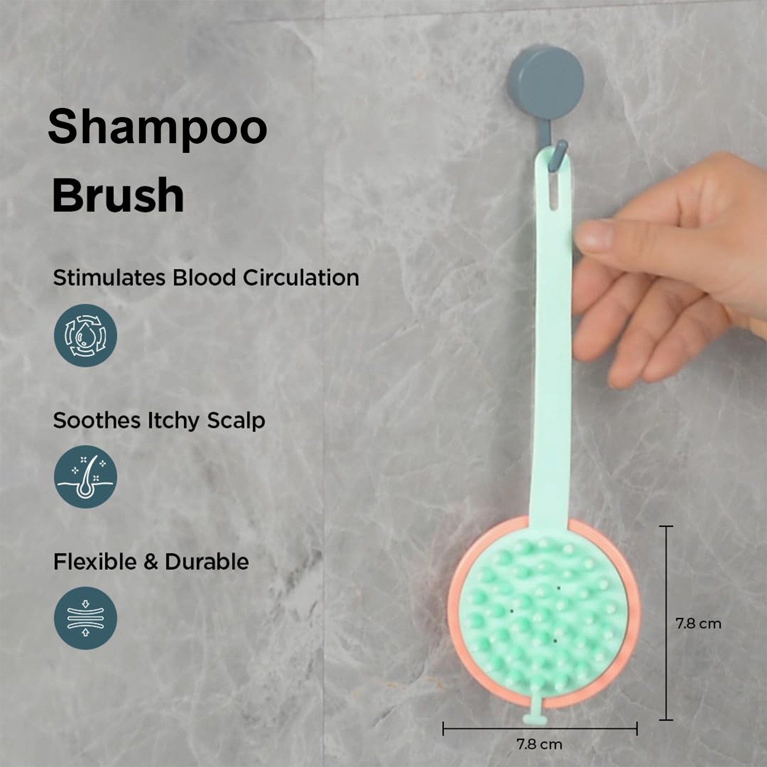 Kuber Industries Hair Massager Brush | Soft Silicone Bristles | Shampoo Brush for Hair Washing | Scalp Massager | Massager Brush For Dandruff | 3 Piece | XJBLEU | Blue