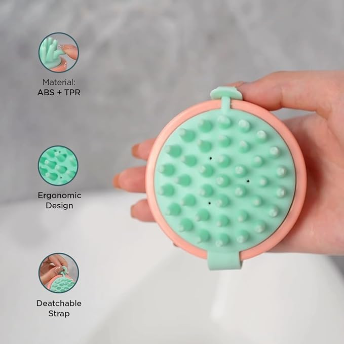 Kuber Industries Hair Massager Brush | Soft Silicone Bristles | Shampoo Brush for Hair Washing | Scalp Massager | Massager Brush For Dandruff | XJPNKU | Pink