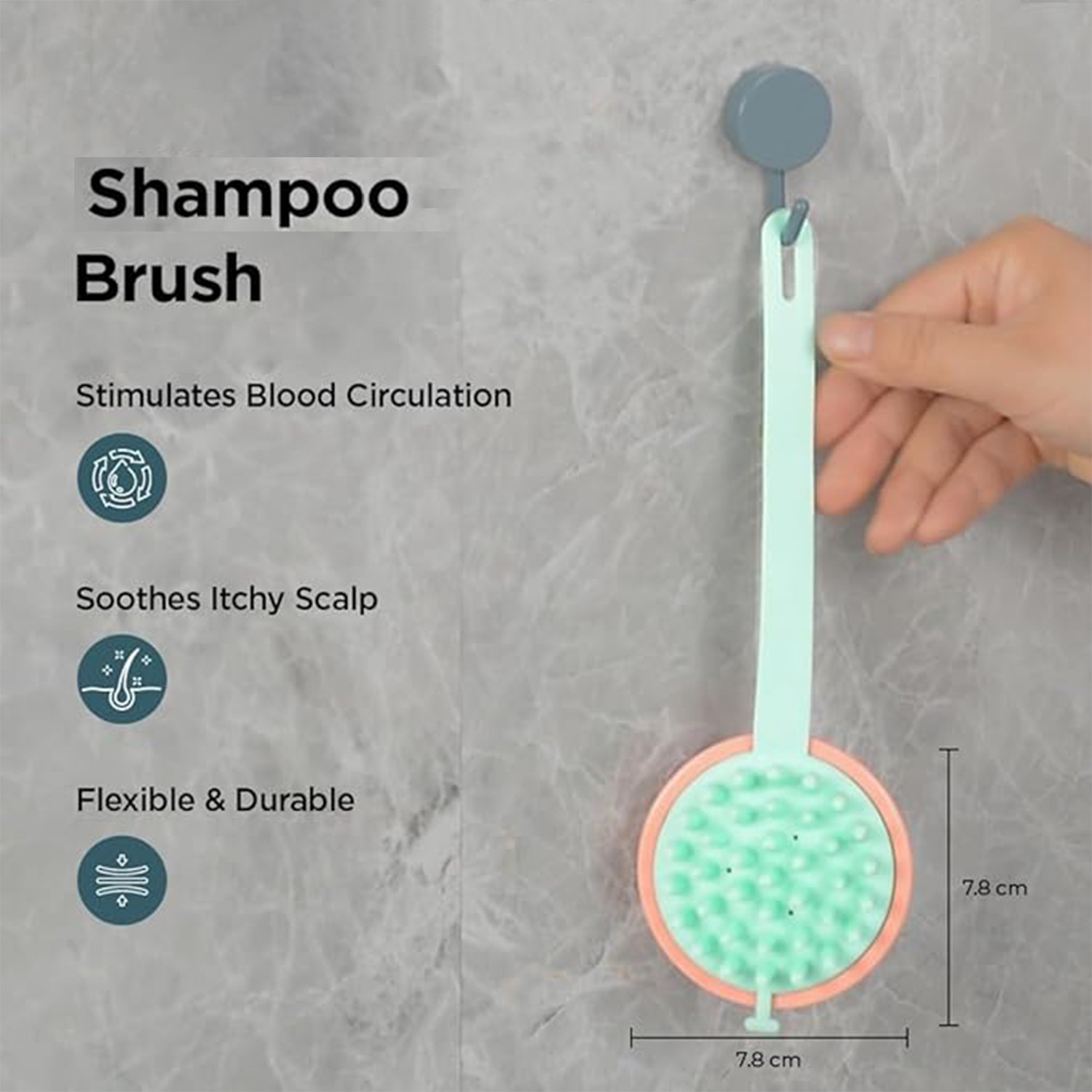 Kuber Industries Hair Massager Brush | Soft Silicone Bristles | Shampoo Brush for Hair Washing | Scalp Massager | Massager Brush For Dandruff | XJPNKU | Pink