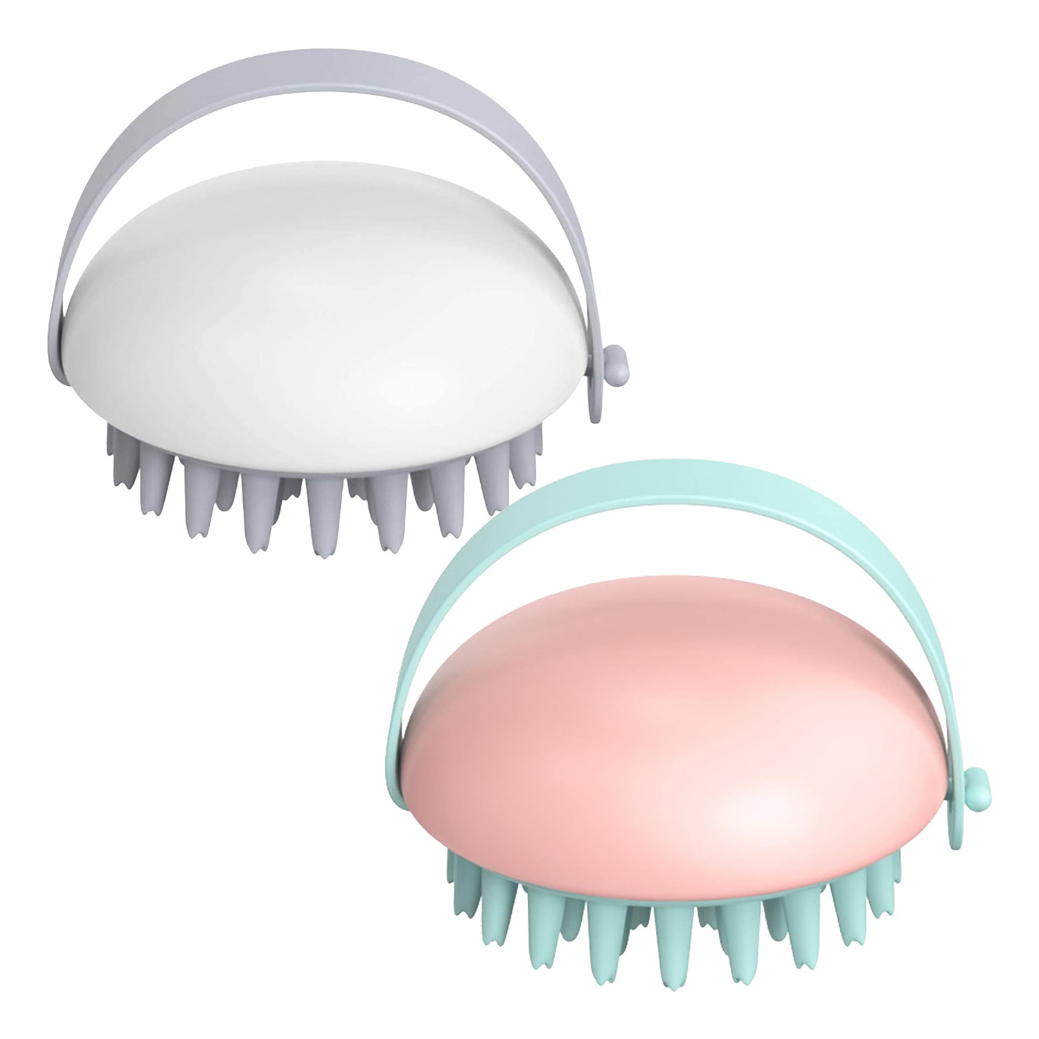 Kuber Industries Hair Massager Shampoo Brush | Soft Silicone Bristles | Shampoo Brush for Hair Washing | Massager Brush For Dandruff | XJPNKU-XJWTEU | Pink & White