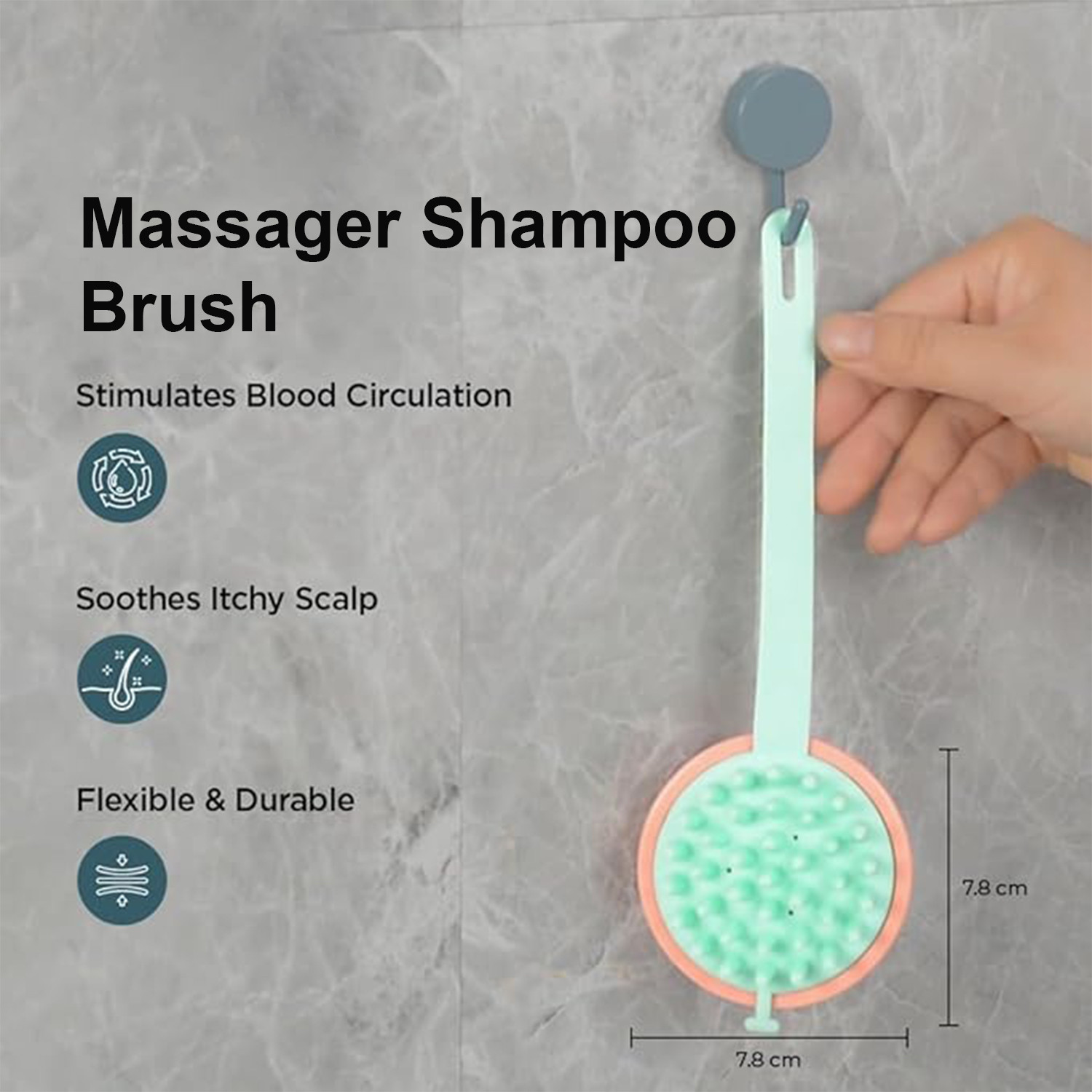 Kuber Industries Hair Massager Shampoo Brush | Soft Silicone Bristles | Shampoo Brush for Hair Washing | Massager Brush For Dandruff | XJPNKU-XJWTEU | Pink & White