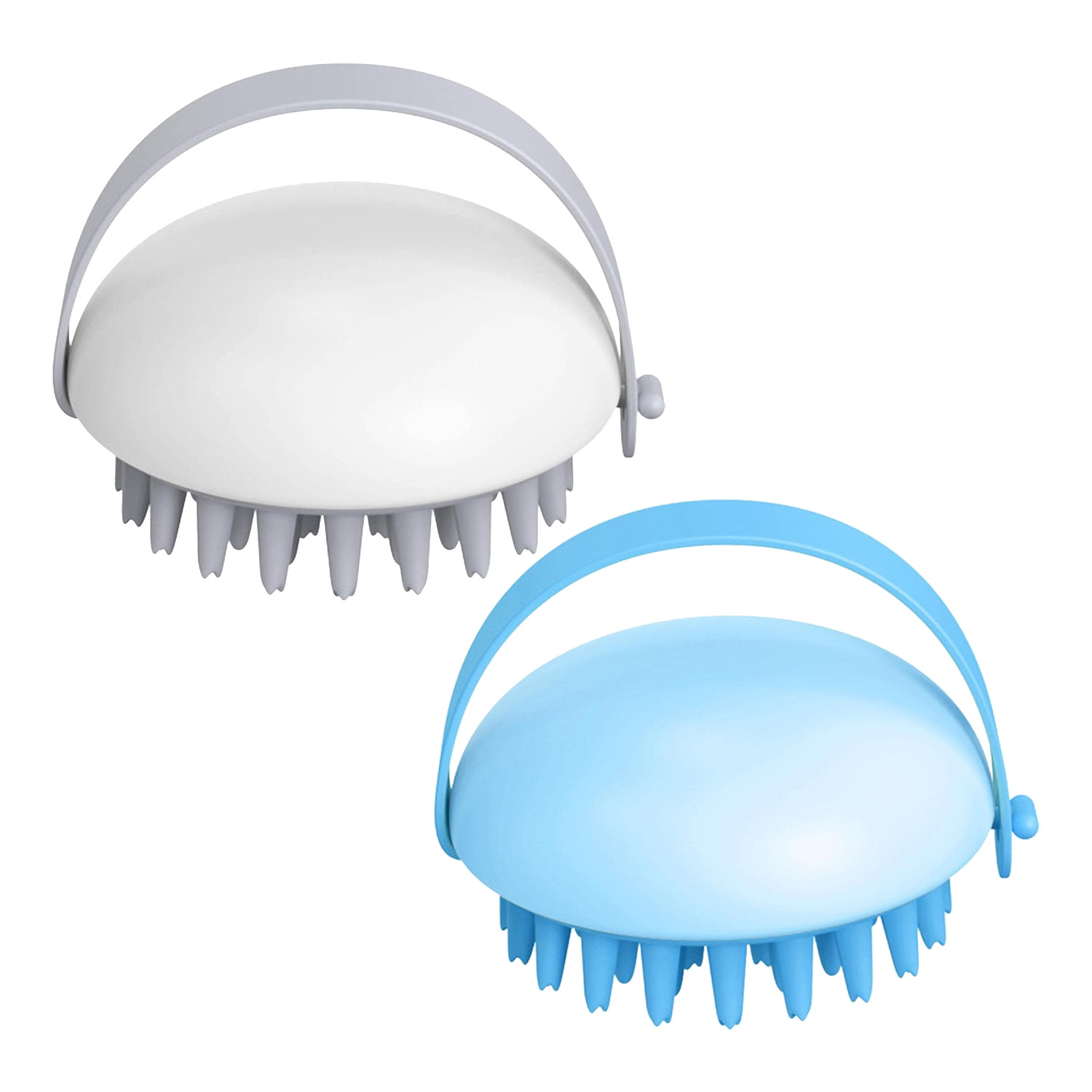 Kuber Industries Hair Massager Shampoo Brush | Soft Silicone Bristles | Shampoo Brush for Hair Washing | Massager Brush For Dandruff | XJWTEU-XJBLEU | White & Blue