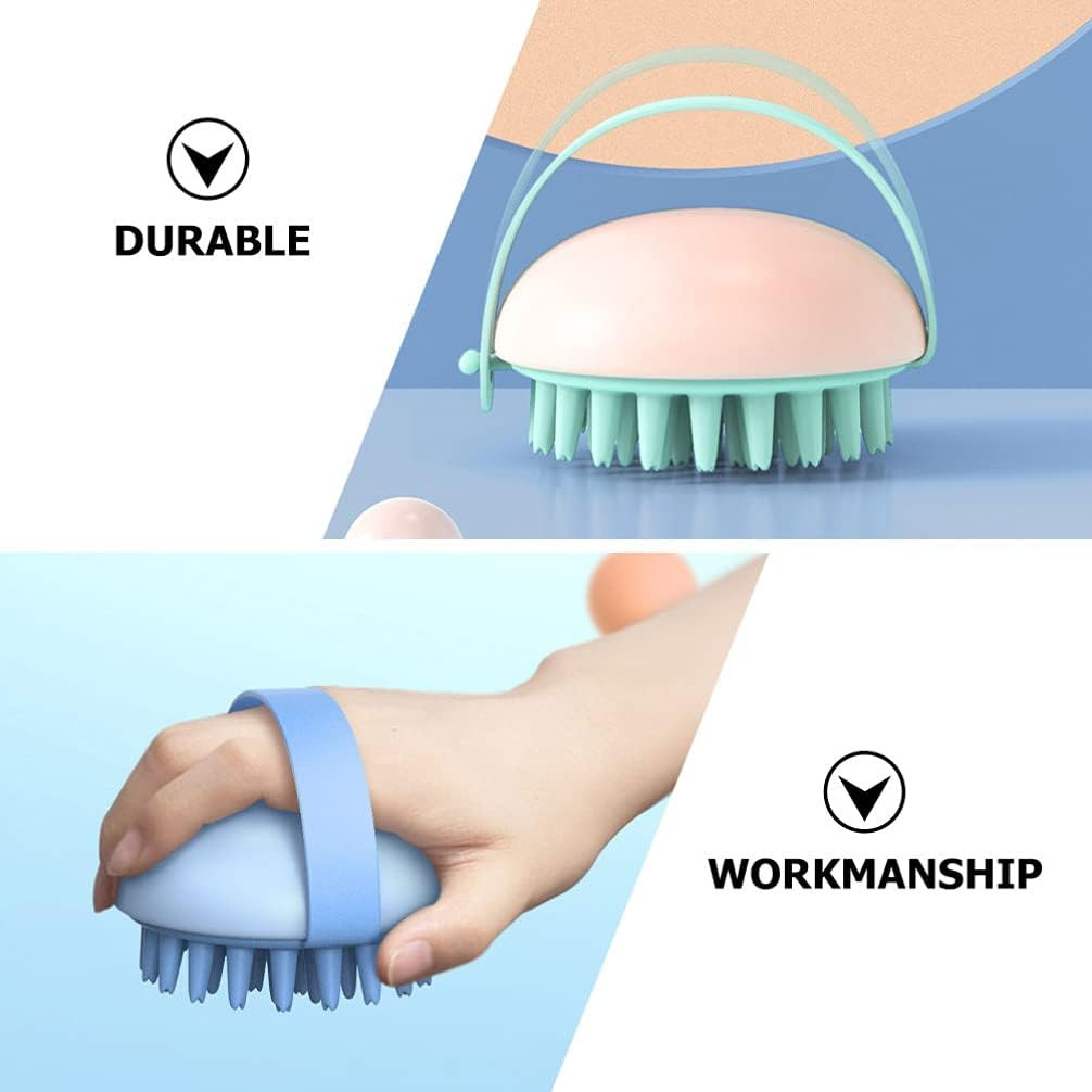 Kuber Industries Hair Massager Shampoo Brush | Soft Silicone Bristles | Shampoo Brush for Hair Washing | Massager Brush For Dandruff | XJWTEU-XJBLEU | White & Blue
