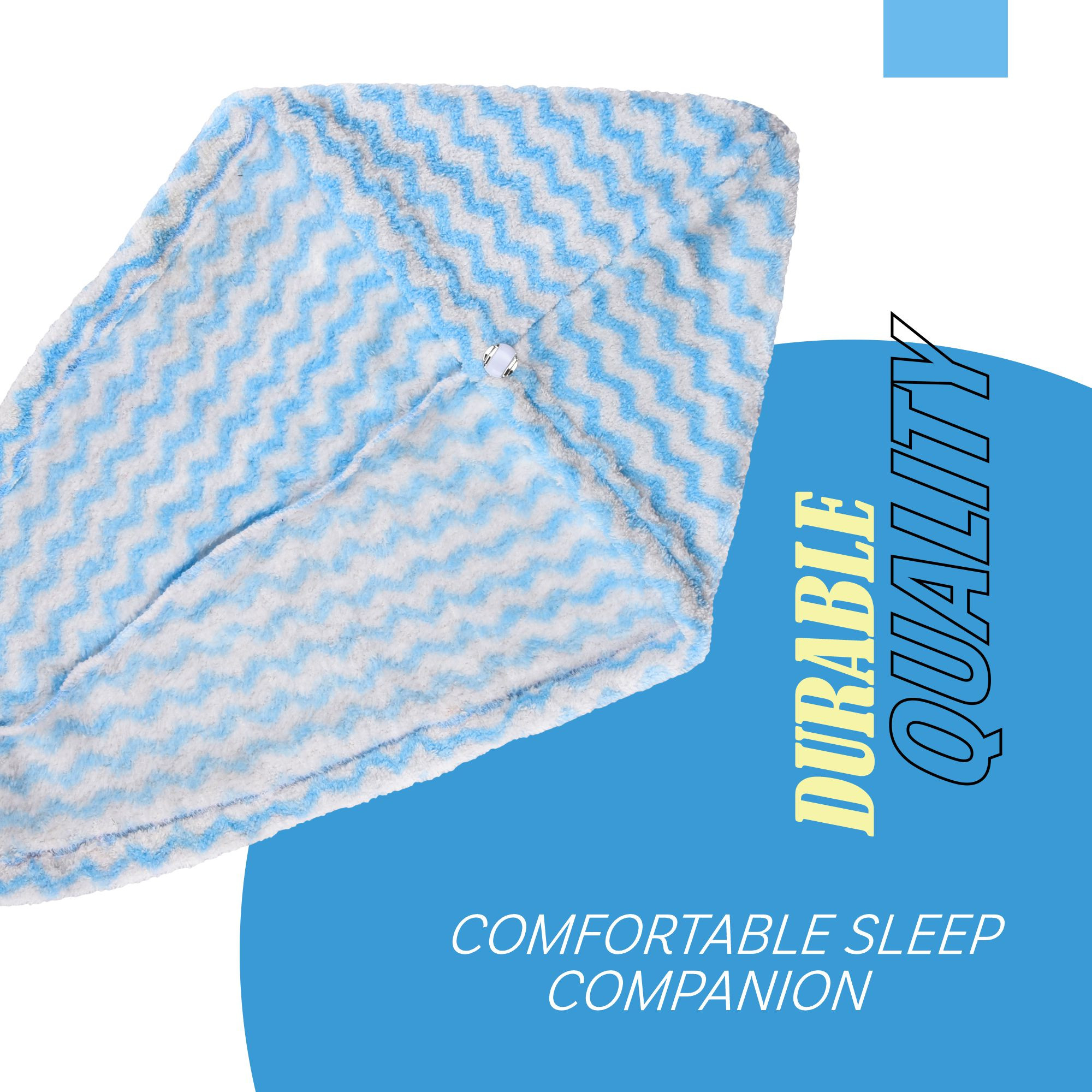 Kuber Industries Hair Wrapper | Hair-Drying Towel | Hair Bathrobe for Women & Girls | Hair Dry Cap Bath Towel | Microfiber Hair Turban Towel | Quick Absorbent Hair Towel | Zig Zag | Sky Blue