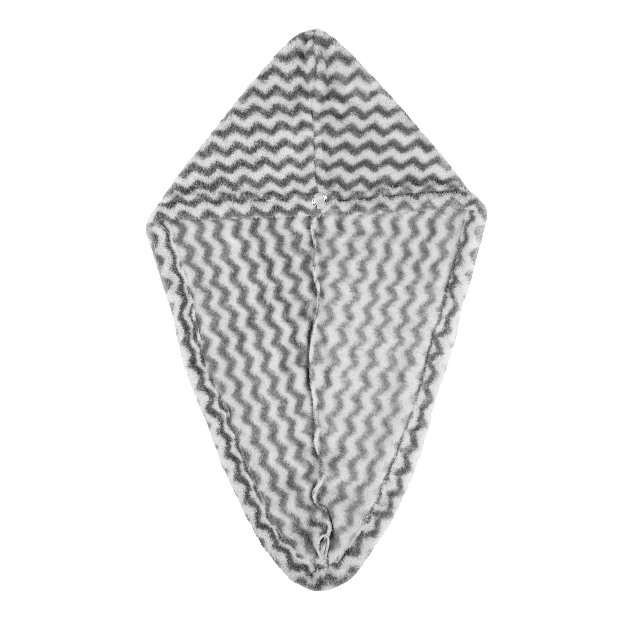 Kuber Industries Hair Wrapper | Hair-Drying Towel | Hair Bathrobe for Women & Girls | Hair Dry Cap Bath Towel | Microfiber Hair Turban Towel | Quick Absorbent Hair Towel | Zig Zag | Gray