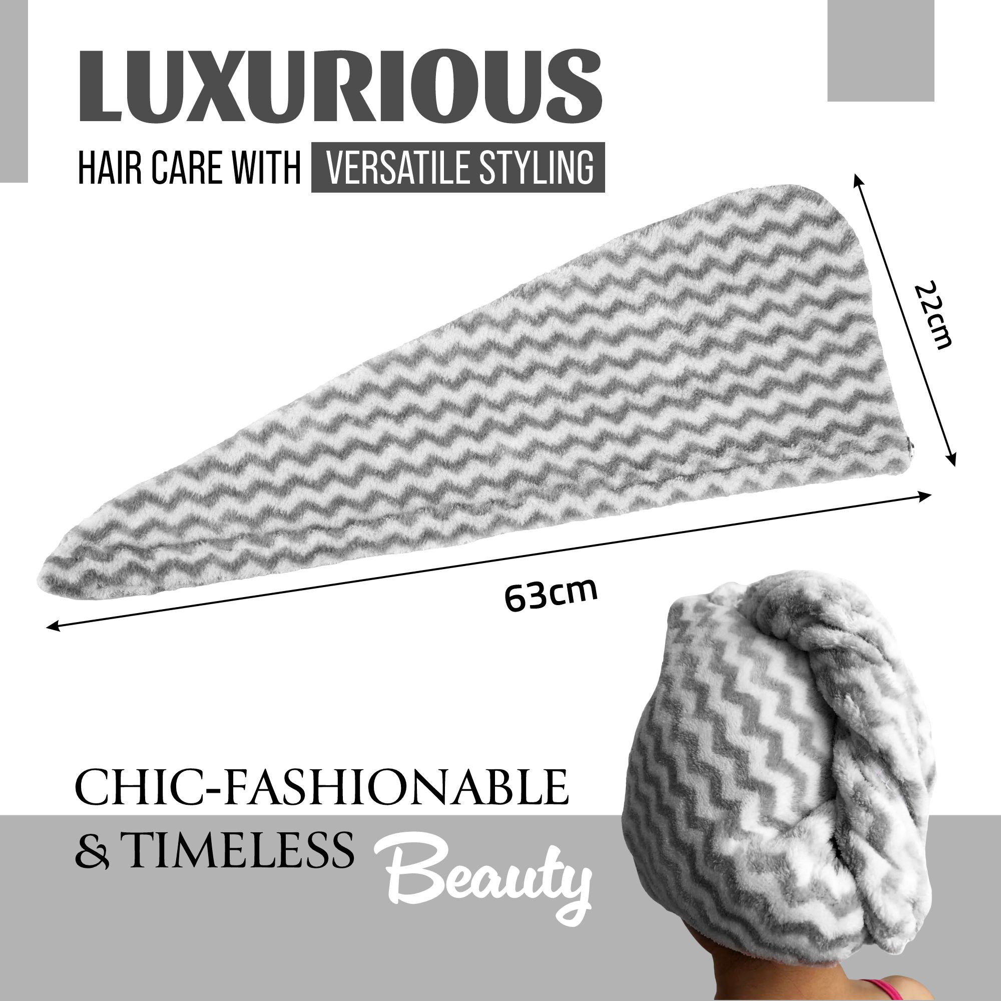 Kuber Industries Hair Wrapper | Hair-Drying Towel | Hair Bathrobe for Women & Girls | Hair Dry Cap Bath Towel | Microfiber Hair Towel | Quick Absorbent Hair Towel | Zig Zag | Pack of 2 | Multicolor
