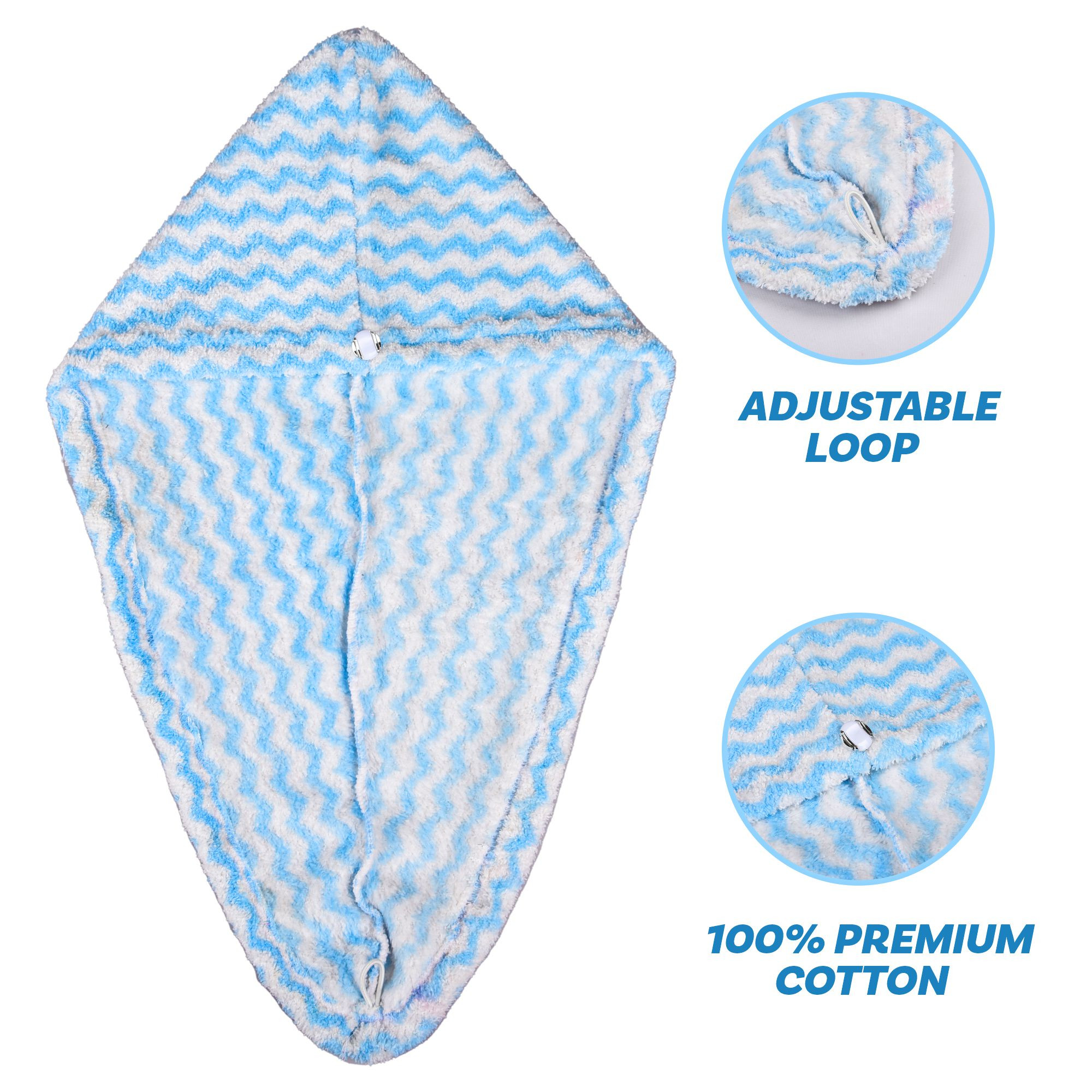 Kuber Industries Hair Wrapper | Hair-Drying Towel | Hair Bathrobe for Women & Girls | Hair Dry Cap Bath Towel | Microfiber Hair Towel | Quick Absorbent Hair Towel | Zig Zag | Pack of 2 | Multicolor