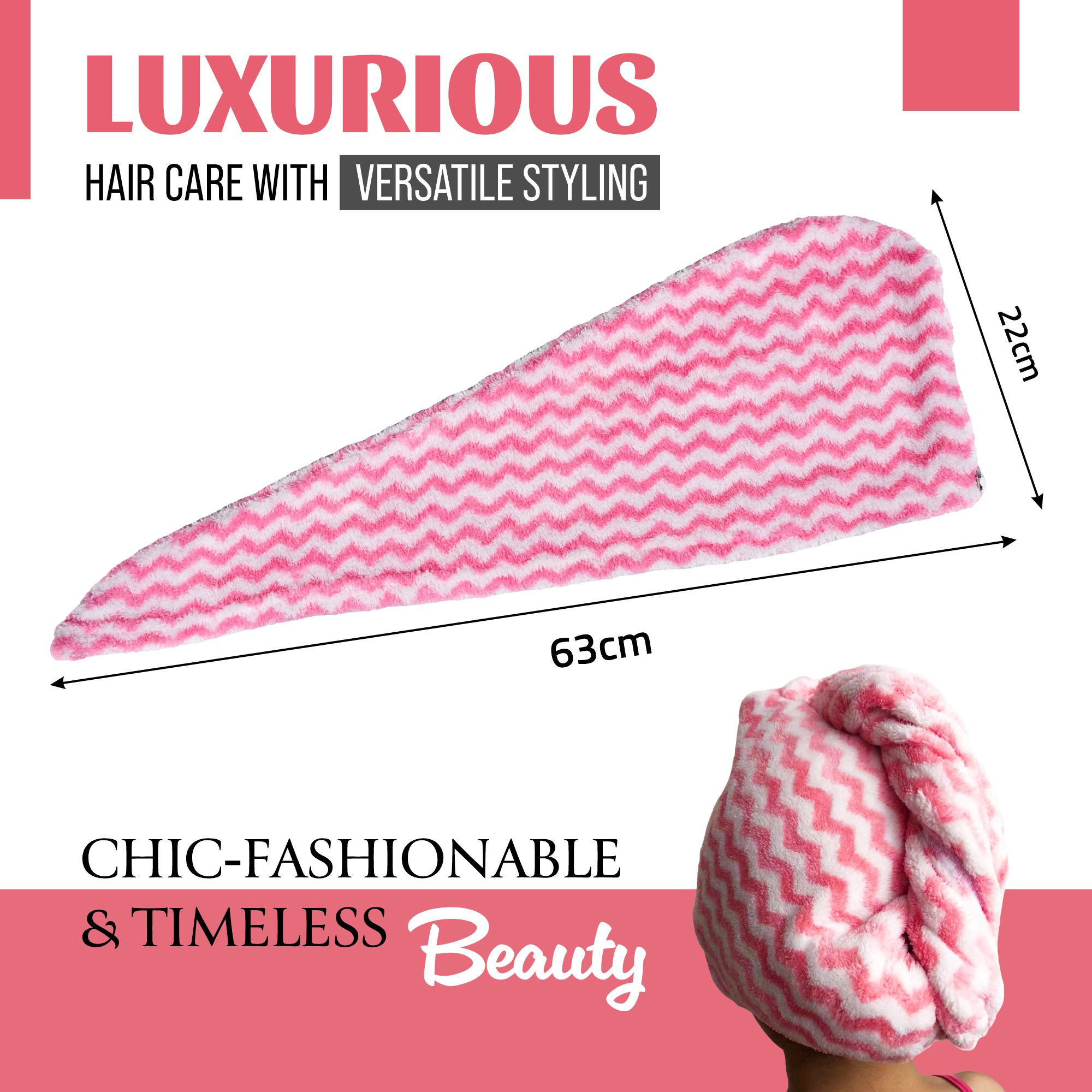 Kuber Industries Hair Wrapper | Hair-Drying Towel | Hair Bathrobe for Women & Girls | Hair Dry Cap Bath Towel | Microfiber Hair Towel | Quick Absorbent Hair Towel | Zig Zag | Pack of 2 | Multicolor