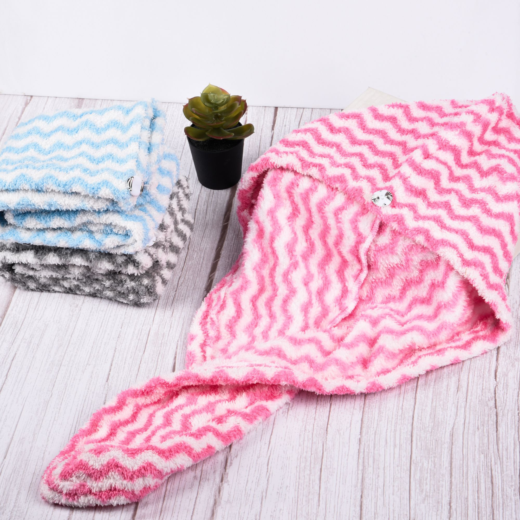 Kuber Industries Hair Wrapper | Hair-Drying Towel | Hair Bathrobe for Women & Girls | Hair Dry Cap Bath Towel | Microfiber Hair Towel | Quick Absorbent Hair Towel | Zig Zag | Pack of 2 | Multicolor