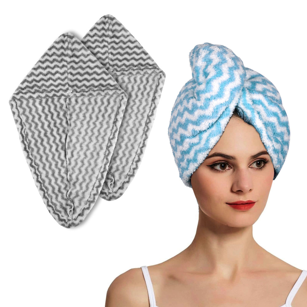 Kuber Industries Hair Wrapper | Hair-Drying Towel | Hair Bathrobe for Women &amp; Girls | Hair Dry Cap Bath Towel | Microfiber Hair Towel | Quick Absorbent Hair Towel | Zig Zag | Pack of 3 | Multicolor