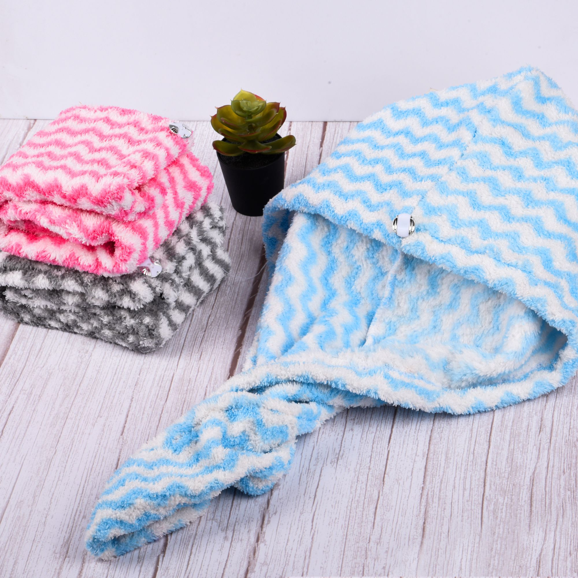 Kuber Industries Hair Wrapper | Hair-Drying Towel | Hair Bathrobe for Women & Girls | Hair Dry Cap Bath Towel | Microfiber Hair Towel | Quick Absorbent Hair Towel | Zig Zag | Pack of 3 | Multicolor