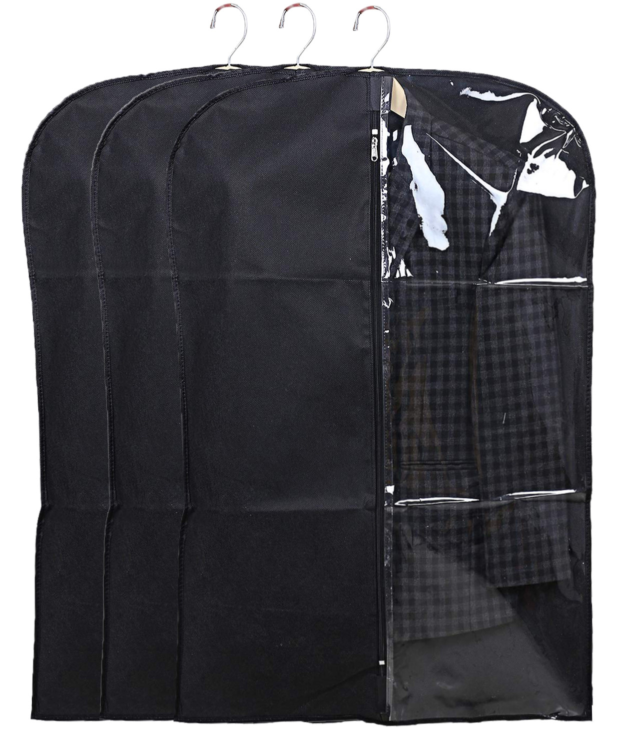 Kuber Industries Half Transparent Non Woven Men's Coat Blazer Suit Cover (Black)  -CTKTC41349