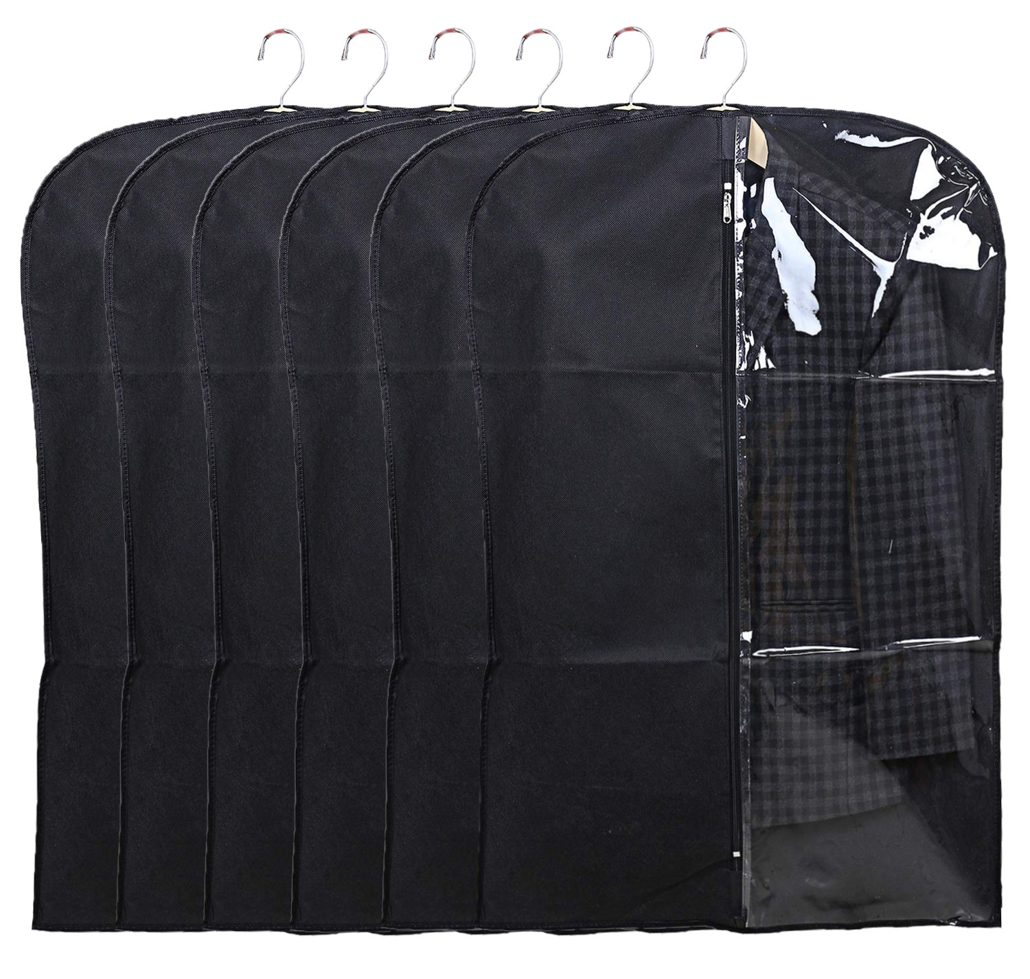 Kuber Industries Half Transparent Non Woven Men's Coat Blazer Suit Cover (Black)  -CTKTC41349